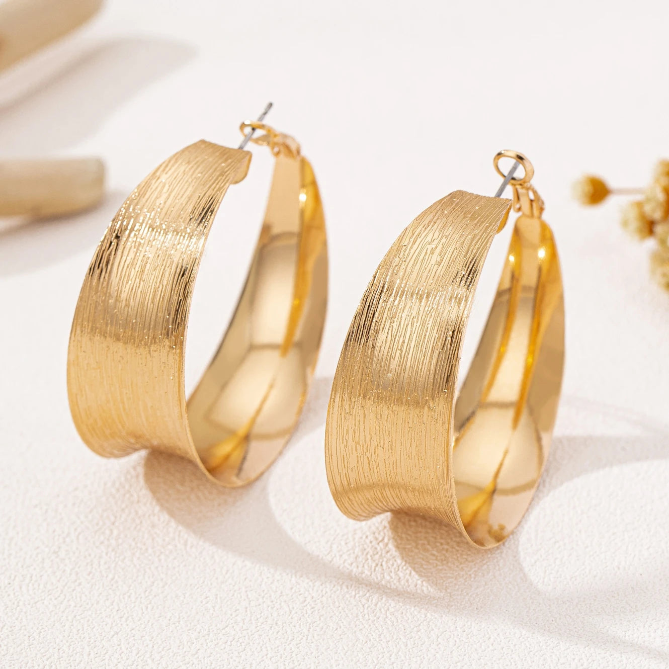 A Pair of Women's Earrings, Simple and Stylish with Brushed Finish, Suitable for Daily Wear and Vacation