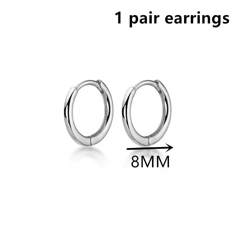 Exquisite 925 Sterling Silver Small Earrings, Plain Silver, Comfortable Earrings, Smooth Earrings, Suitable for Girls, Women